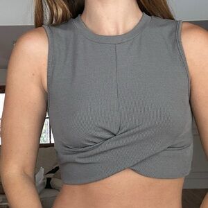 Gray Sleeveless Twist Front Top